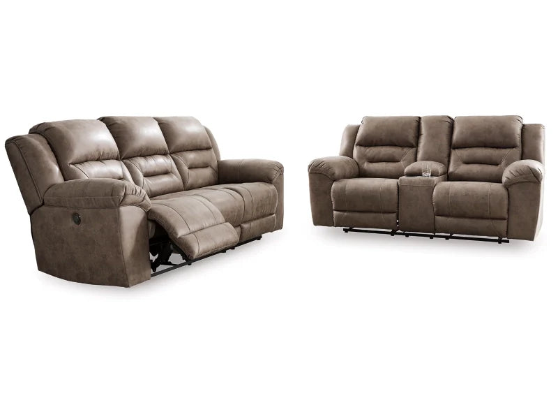 Stoneland Power Reclining Sofa and Loveseat Set