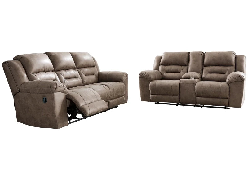 Stoneland Manual Reclining Sofa and Loveseat Set