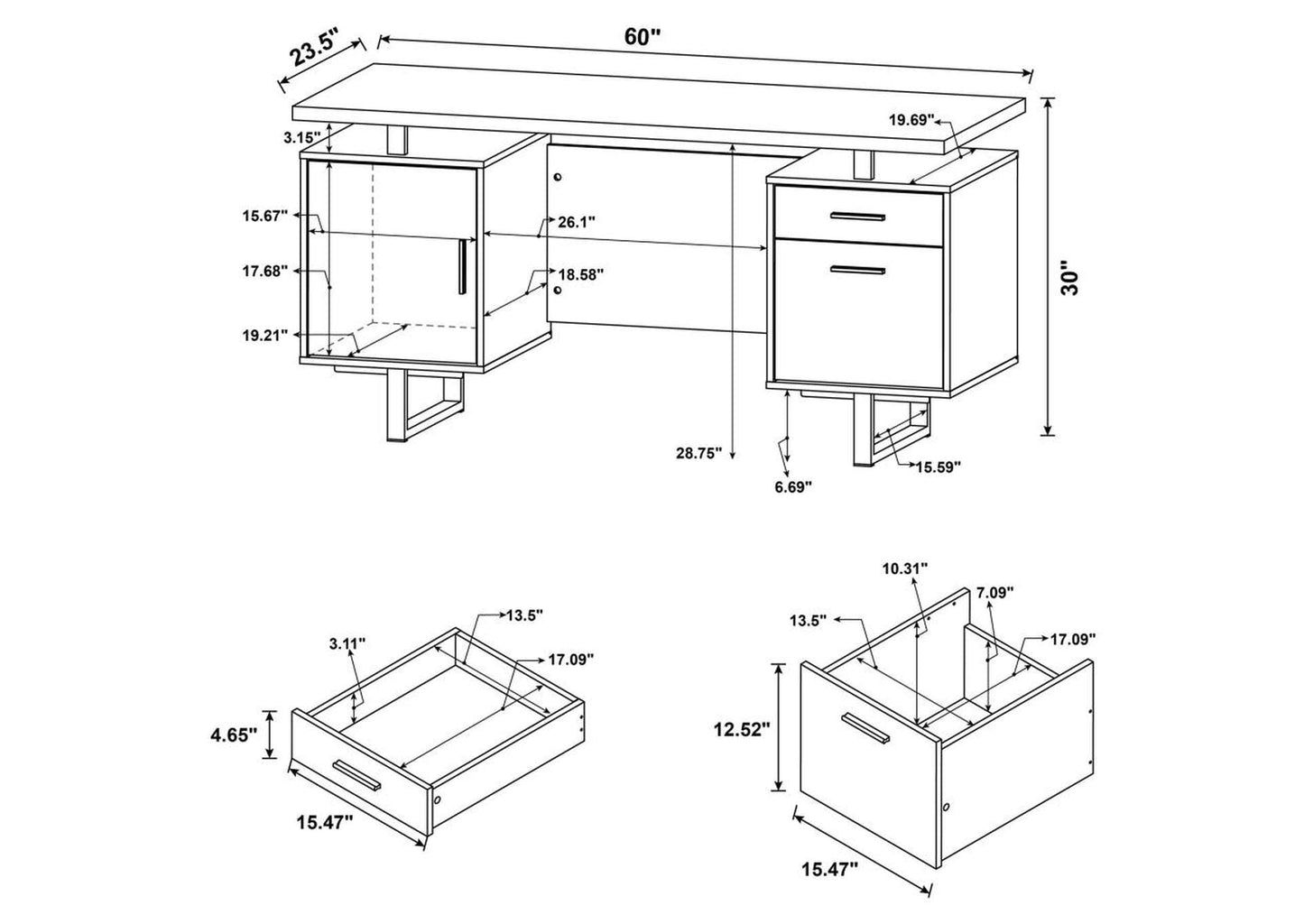 Lawtey Floating Top Office Desk