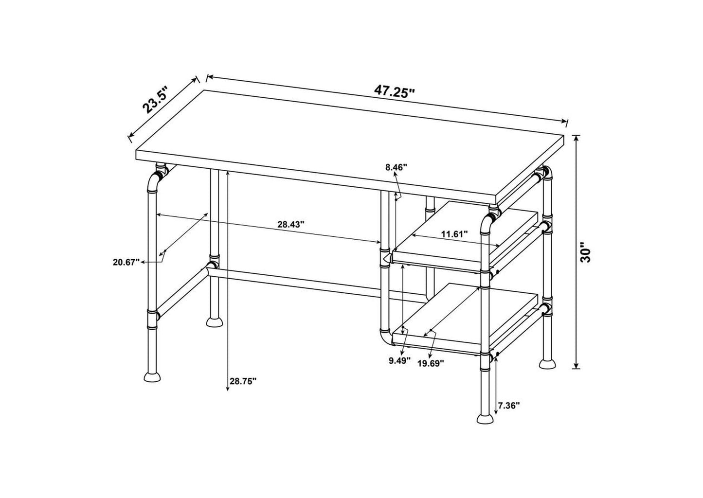 Delray 2-tier Open Shelving Writing Desk