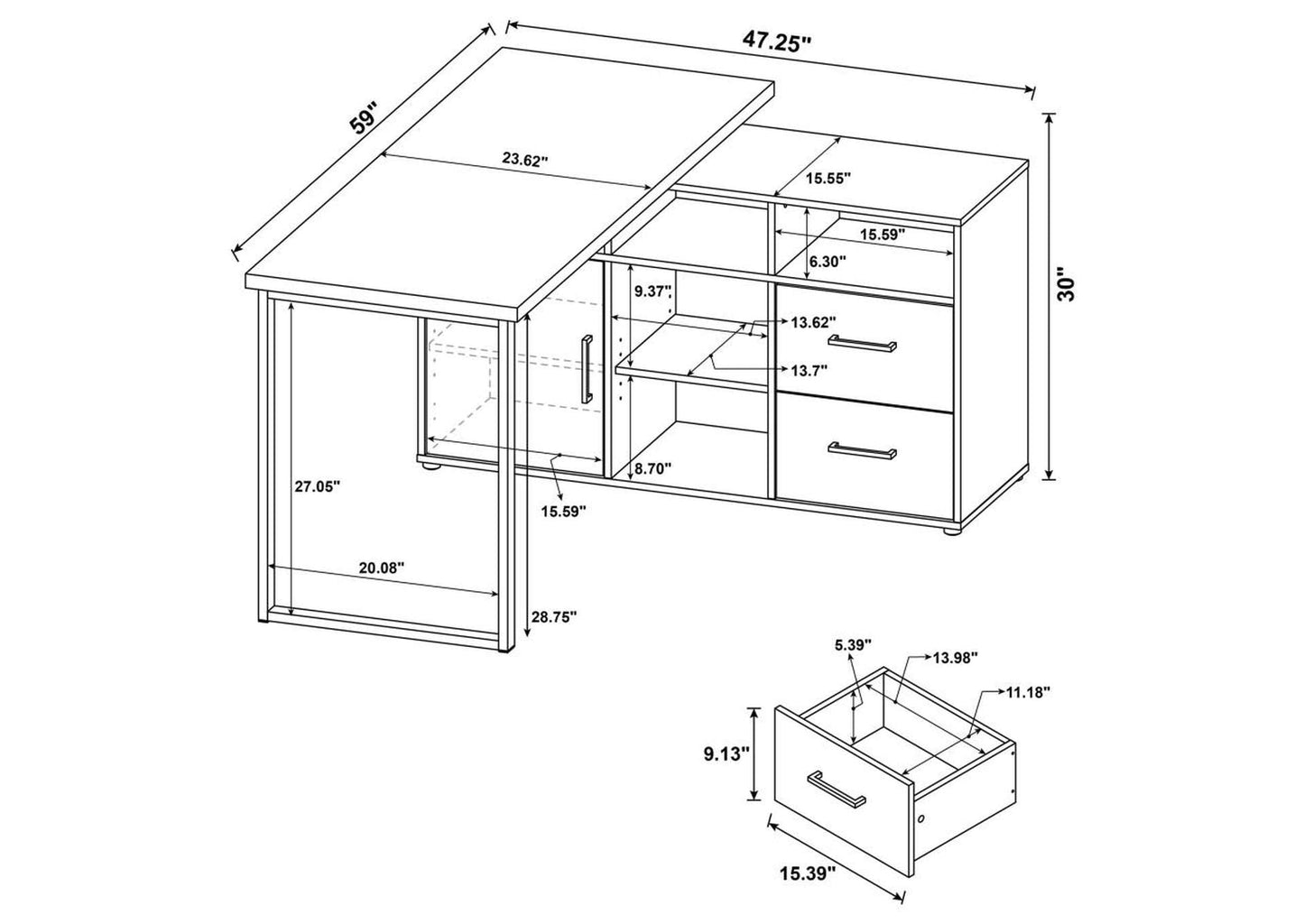 Hertford L-shape Office Desk