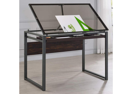 Pantano Glass Top Drafting Desk