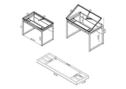 Pantano Glass Top Drafting Desk