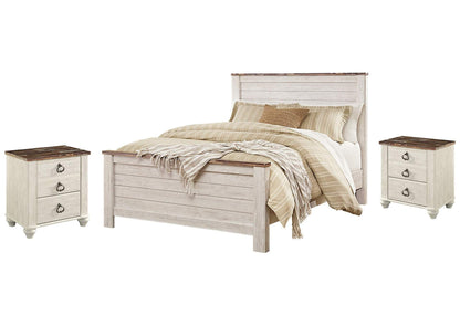 Willowton Queen Panel Bed with 2 Nightstands