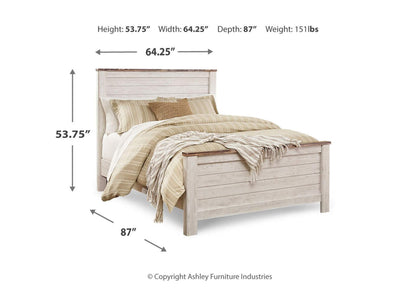 Willowton Queen Panel Bed with 2 Nightstands