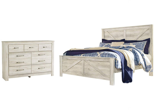 Bellaby King Crossbuck Panel Bed with Dresser