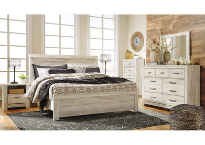 Bellaby King Panel Bed with Mirrored Dresser