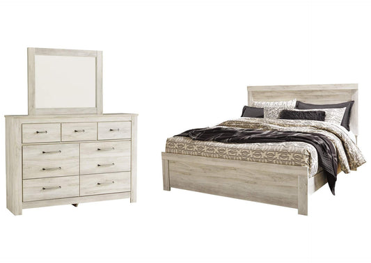 Bellaby King Panel Bed with Mirrored Dresser