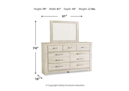 Bellaby Queen Panel Bed with Mirrored Dresser