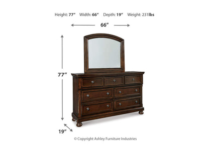 Porter Queen Panel Bed with Mirrored Dresser