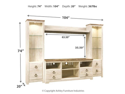 Willowton 4-Piece Entertainment Center with 63'' TV Stand